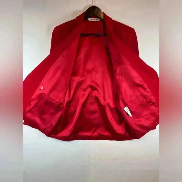 Austin Reed 100% wool double breasted blazer jacket size 6 holiday party USA red - Picture 4 of 11